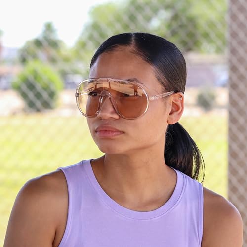 Oversized One Piece Aviator Sunglasses For Women Fashion Men Wrap Around UV400 Shield Goggles4