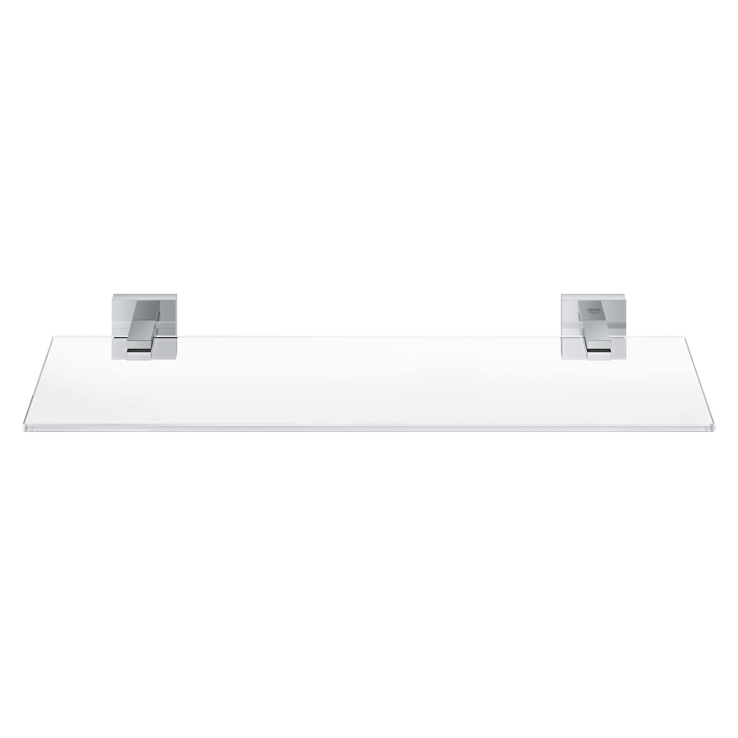 GROHE Start Cube Tablette en Verre, Etagère de Salle de Bain, Fixations Cachées, 53 cm, A Coller QuickGlue ou à Visser, Chromé, 41109000