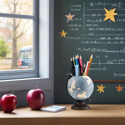 MUAMAX Globe Pen Holder Desk Organizer Pencil Holder for Desk Pen Organizer and Storage Desk Organizer Accessories Pencil Holder Cup for School, Office, Home Decor - Image 6