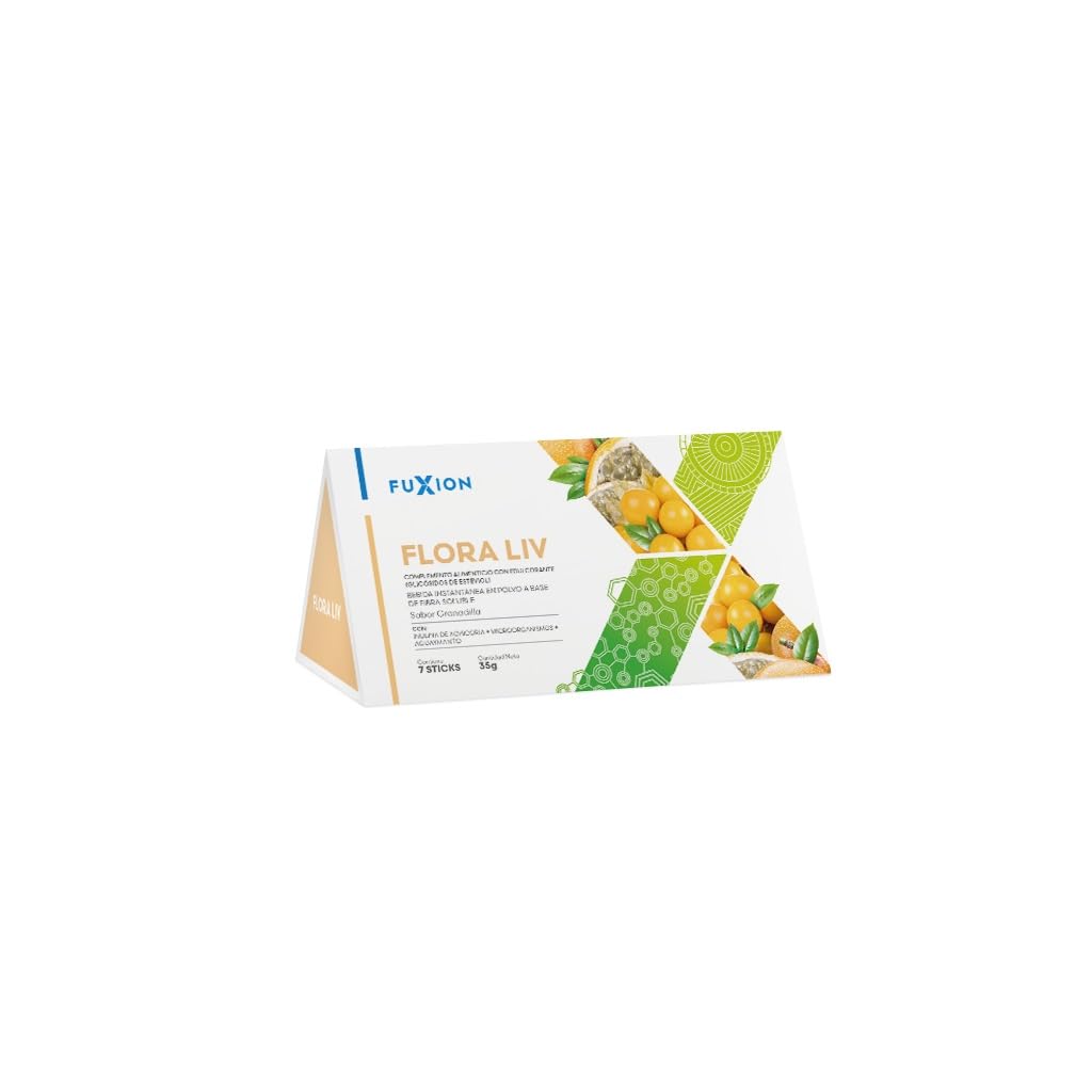 Flora LIV té frutal en polvo, sabor granadilla dulce para restablecer el equilibrio de la flora intestinal protege con good floraintestinal (Pack 07, Grandilla)