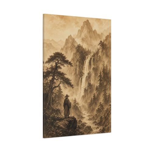 Art mural montagne et forêt canvas haut de gamme avec châssis de 3 cm