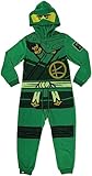 LEGO Ninjago Boy's Pajamas Set, Hooded Ninja Unionsuit, Dark Green, Size 8