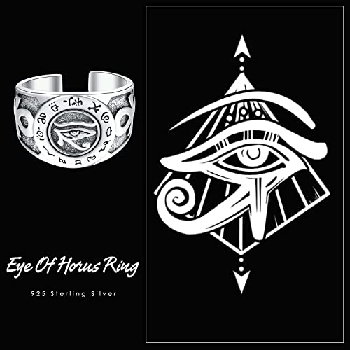 Kingwhyte Eye Of Horus Ring For Men 925 Sterling Sliver Adjustable Ring Egyptian Ancient Lucky Protection Jewellery Christmas Gifts For Men Women #TOP1