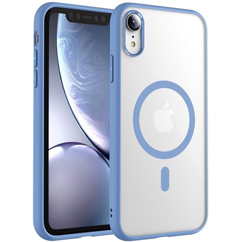 TOCOL Funda para iPhone XR, Funda Magnética para iPhone XR 6,1 Pulgadas, Protección Lente Cámara, Protección Militar, Translúcida Mate Trasera, Azul Claro