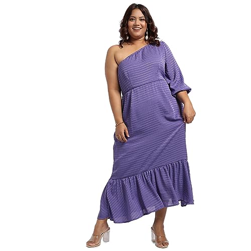 Image of Instafab Plus Women's Dress for Casual Wear | Short Sleeve | Plus-Size Fit | Polyester Fabric | V-Neck Dress Crafted with Comfort Fit for Everyday Wear