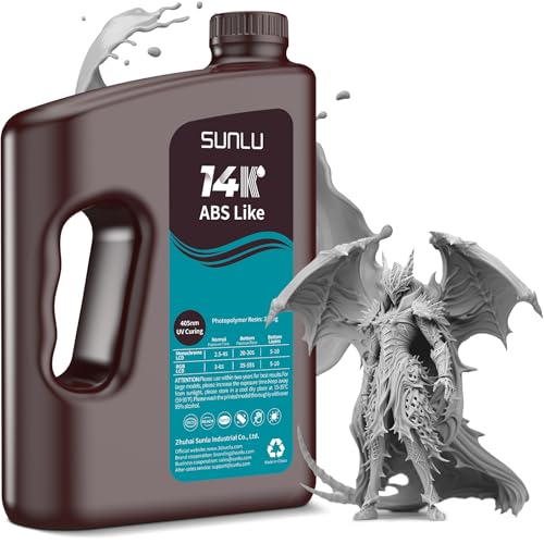 Image of SUNLU 14K ABS-Like 3D Printer Resin 3000G, Superior Precision, for Detail Printing Miniatures, Smooth Matte Surface, Suit for Most LCD Printer, 405nm UV Curing Photopolymer 3D Resin, 3KG, Grey