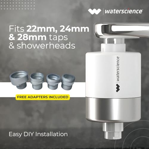 Image of WaterScience CLEO Shower and Tap Filter for Hard Water | Hard Water Filter with Metal Adaptors