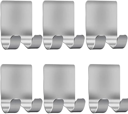 Luckyiren Razor Holder Shaver Hook Hanger Stand for Shower (6 Pack) Self Adhesive Stainless Steel Heavy Duty Utility Storage, Bathroom Kitchen Organizer for Plug Robe Towel Loofah Bathrobe Coat