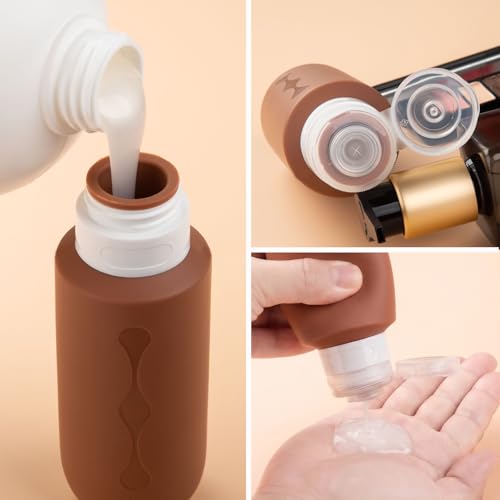 Image of Gemice Travel Bottles for Toiletries, Tsa Approved Travel 6oz Size Containers with Clear Bag, BPA Free Leak Proof Travel Tubs Refillable Liquid Travel Accessories for Cometic Shampoo Lotion