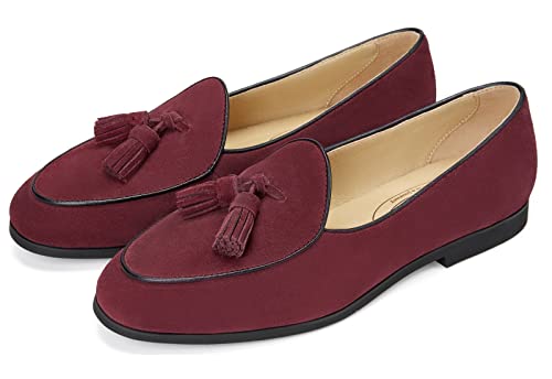 Image of Journey West Suede Tassel Loafer for Women Slip-on Belgian Penny Loafers Shoes for Women in Many Colors