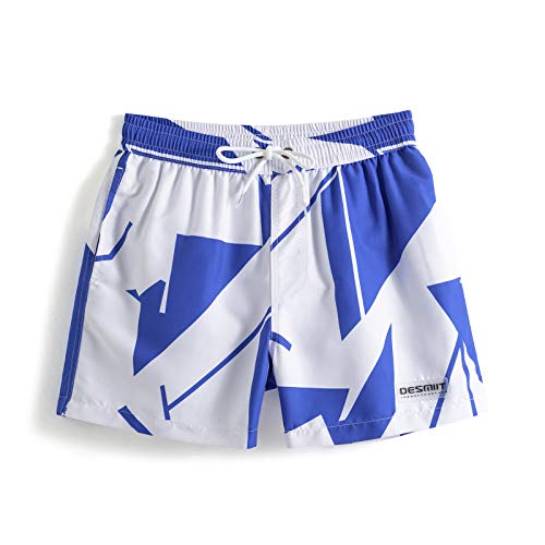 Men's Blue Block Board Shorts Fast-Dry Mesh Lining Loose Swimwear4