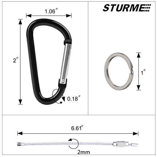 Image of STURME 2 inch Aluminum D Ring Carabiners Clip D Shape Spring Loaded Gate Small Keychain Carabiner Clip Set Outdoor Camping Mini Lock Snap Hooks Spring Link Key Chain Durable Improved 24 PCS