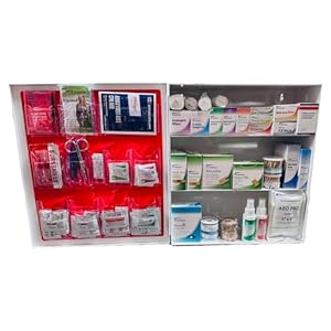 3-Shelf Metal 1st Aid Cabinet Class A, Large Capacity First Aid Wall Mount Medicine Cabinet, Secure Metal Med Box with Easy Access, Exceeds OSHA/ANSI Z308.1 2015, Over 600 Pieces