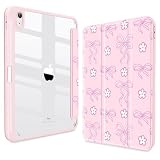CISSOOK for iPad (A16) 11th Generation 11 Inch 2025, iPad 10th Generation Case 10.9 Inch 2022, Slim iPad A16 Case Clear Back Cover with Pencil Holder & Auto Sleep, Pink Bow Flower