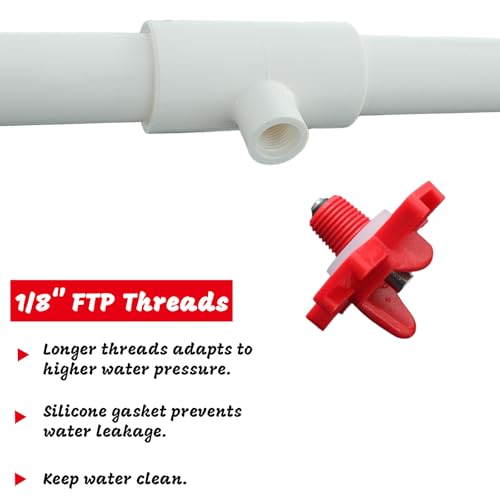 (12 Pack) Horizontal Chicken Waterer Nipples with 1/2\'\' PVC Tee Fittings for DIY Automatic Chicken Waterering System