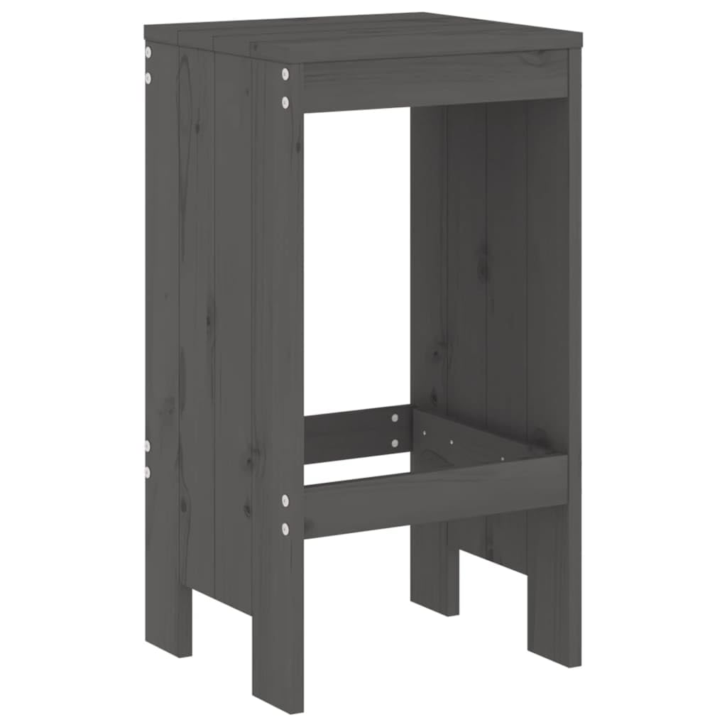 Juego de barra de jardín de 5 piezas, de madera de pino maciza, 121 x 82,5 x 110 cm, color gris, barra de bar estable con 4 taburetes de hasta 110 kg, ahorra espacio, muebles de balcón para