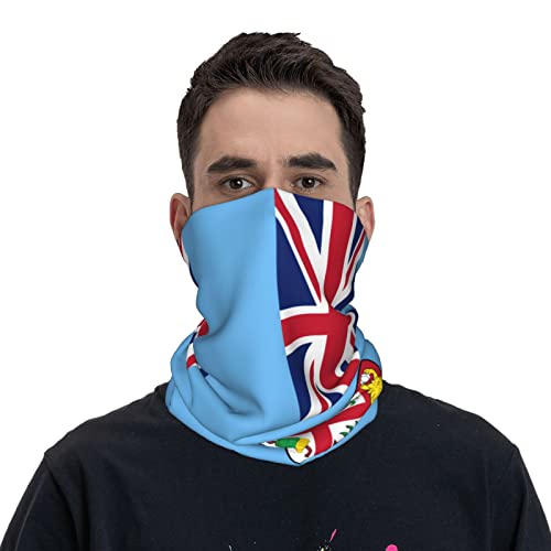 Cuello para hombre y mujer con bandera de Fiji. Balaclava y mascarilla deportiva transpirable de doble cara blanca miniatura 1