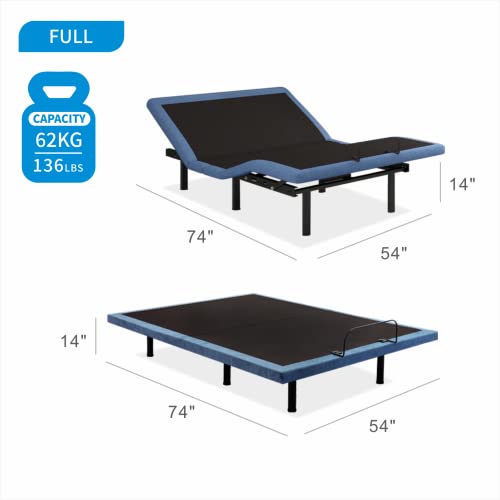 Opoiar Adjustable Bed Frame Full Size, Electric Ergonomic Bed Frame, Motorized Head And Foot Incline,Quiet Motor, Memory Pre-Sets, Adjustable Leg Heights, Usb Ports, Under-Bed Nightlight #TOP5