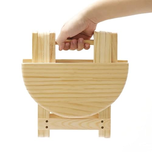 Ktol Solid Wood Folding Step Stool,Wooden Plant Stand Vanity Stool Portable Round Footrest For Kitchen Bedroom Living Room Bathroom-A (3R5B1-001) #TOP4