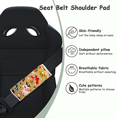 Image of 2Pcs Children Car Seat Neck Cover for Kids, 5-16 Years Seat Belt Cushion Cute Cartoon Pattern, Comfortable Soft Car Seat Belt Pads Cover Neck Support Travelling (Rabbit)