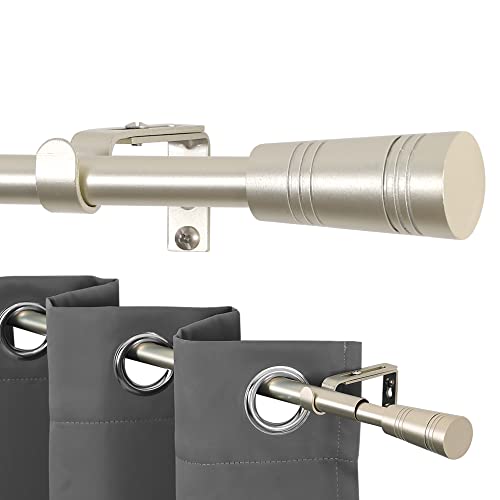 Turquoize 2 Pack Window Curtain Rods For Windows 30 To 48 Inches Adjustable 3/4 Inch Diameter Single Window Curtain Rod Set With Classic Cap Finial Set Of 2 (Nickel, 30-48) #TOP1