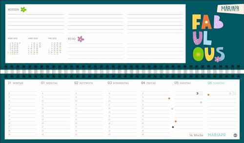 Design Wochenquerplaner 2025: Wochenkalender in frischen Farben zur Übersicht bei der Planung aller wichtigen Termine. Tischkalender für Büro und zu ... Platz für Notizen. (Tisch-Querplaner Heye)