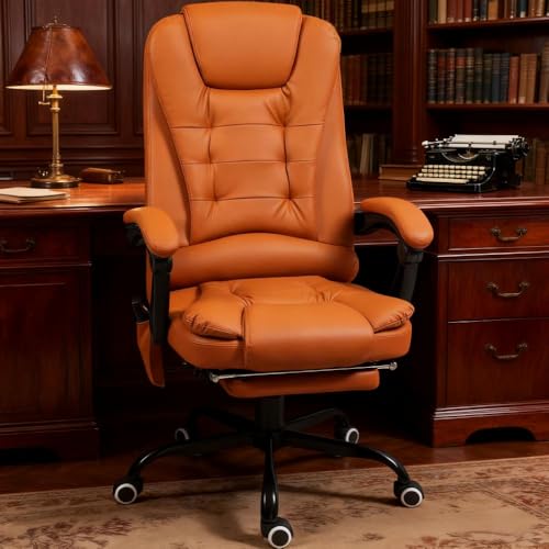 Image of Ergonomic Office Chair with Footrest and Heated,Update Massage Gaming Chair with 7 Vibration Point, Suit for Heavy People, High Back Reclining Chair,Light Brown