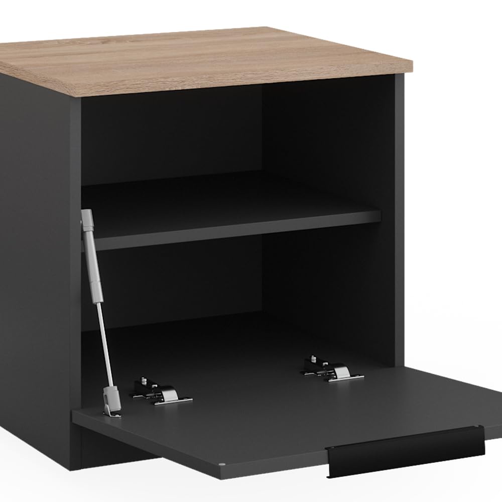Vicco Table de Chevet Betti, Anthracite/Sonoma, 50x50cm, pour Le Rangement d’Objets du Quotidien et combinable