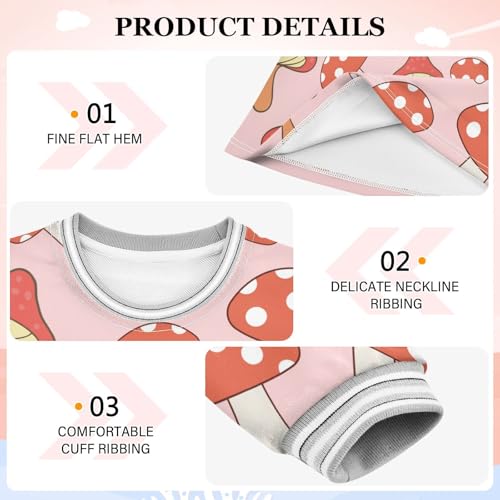 Mushroom Red Girls Dresses Long Sleeve Sweatshirt Dress for Girls Winter Toddler Casual A Line Dresses Size 2-8T3