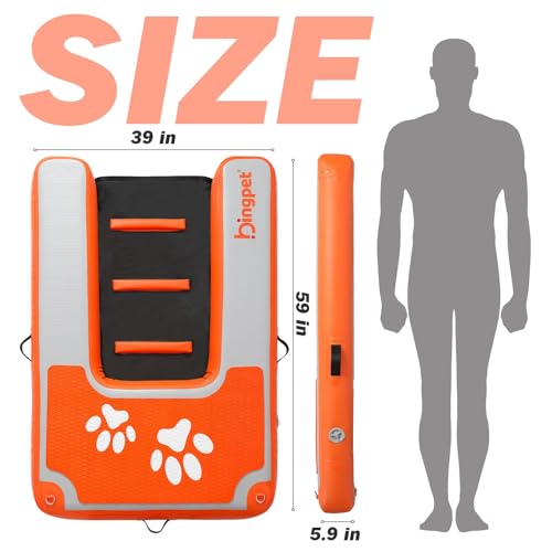 BINGPET Rampa Inflável Para Piscina De Cães, Escada Flutuante, Barco Eva Antiderrapante Piscinas, La