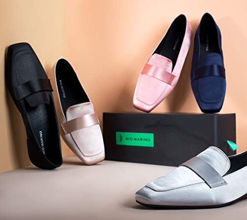 Mio Marino Comfortable Flat Dress Shoes for Women - Square Toe Satin Flats2