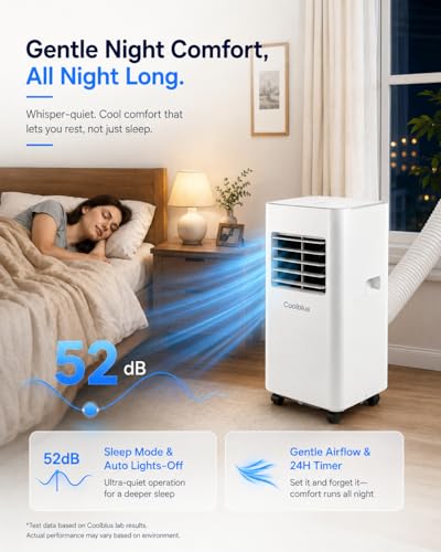 Image of Coolblus Portable Air Conditioners, 8400 BTU air conditioner Cools Up to 350 Sq.Ft, 3 in 1 Portable AC with Remote, 24H Timer, Sleep Mode, Window Kit & Filter Brush, No Wall Required