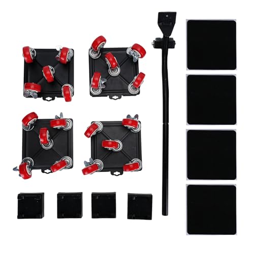 Ausla Heavy Duty Furniture Lifter Kit, 5 Wheels Furniture Slider Set 3000kg Carbon Steel Furniture Moving Wheel Tool Furniture Mover Dolly for Moving Appliance Refrigerator Sofa