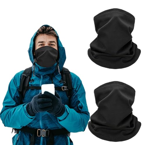 2 Pack Winter Neck Gaiter for Men & Women, Windproof Fleece Face Mask, Cold Weather Breathable Balaclava Scarf for Skiing, Running, Cycling, Hiking, Outdoor Sports