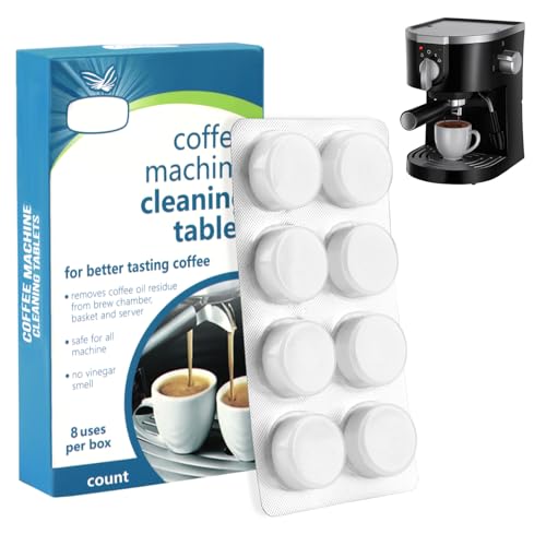 8 Pastillas Limpieza Descalcificación Cafeteras Universales limpiadoras Máquinas de Café Tabletas Limpiador Pastillas Desengrasantes Cafeteras Eliminar Grasa para Delonghi Krups Senseo Nespresso