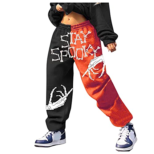 Women's High Waist Sweatpants with Pockets Halloween Casual Joggers Drawstring Gym Athletic Fit Lounge Trousers Pant