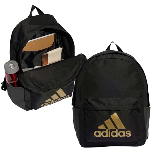 adidas Mochila unisex clásica Badge of Sport, color negro y dorado, talla única, Negro/Dorado...