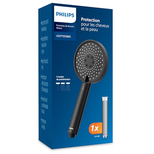 Philips Pommeau de douche filtrant, Protection pour les cheveux et la peau, élimine efficacement le chlore et les autres grosses particules, capacité de filtrage...