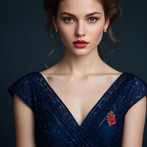 Image of Rhinestone Flower Brooches for Women Enamel Floral Brooch Lapel Pins for Mom Wife Elegant Dress Accessories Mother's Day Jewelry Gifts
