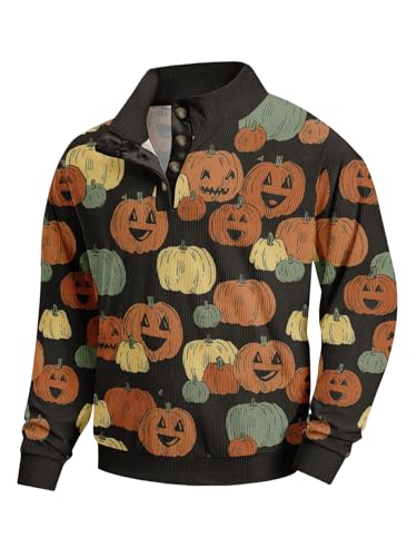 Mens Halloween Henley Sweatshirts Oversized Spooky Season Horrible Comfortable Casual Long Sleeve Tops2