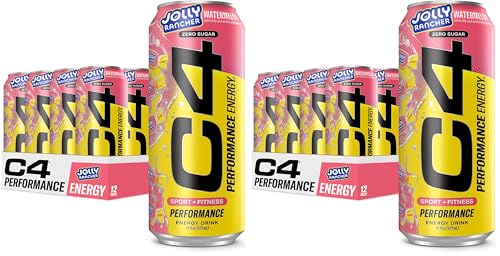 Image of Cellucor C4 Performance Energy Drink | JOLLY RANCHER Watermelon | Zero Sugar Carbonated Preworkout Energy | 200mg Caffeine with Beta Alanine | 16 Fl Oz (24 Pack)