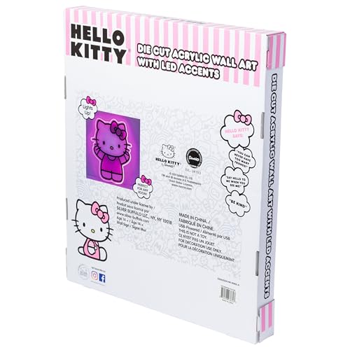 Image of Silver Buffalo Sanrio Hello Kitty LED Neon Light Die Cut Acrylic Wall Art, 16 inchx19 inch