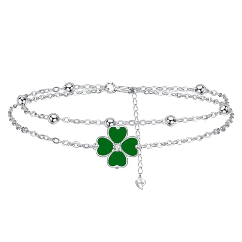 Yinsen Pétalo Pulseras para Mujer Plata de Ley 925 para Mujer con 3A Circonia Cúbica Pulsera,Ajustable 17+4cm Pulseras,Regalos para Mujeres（Verde）