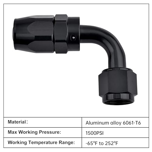 Image of EVIL ENERGY 12AN Hose End Fitting 90 Degree Swivel for CPE Braided Hose Black 2PCS