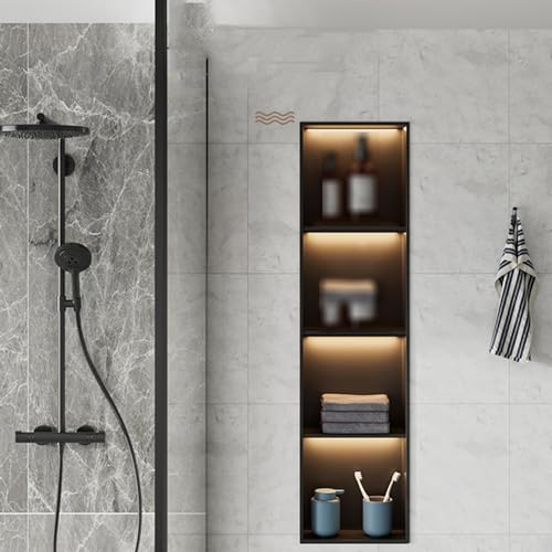 Nicchia doccia in acciaio inossidabile, Nicchia doccia da incasso in acciaio inossidabile 304, organizer for bagno, nero, diverse dimensioni(12.5x12.5x4.9in)
