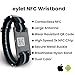 EYLET Digital Business Card v3 Wristband NFC Smart Band, No Subscription, Large Antenna, Breathable Dual-Color Strap and Card, Charcoal Black & Future Dusk Blue with Metal Buckle