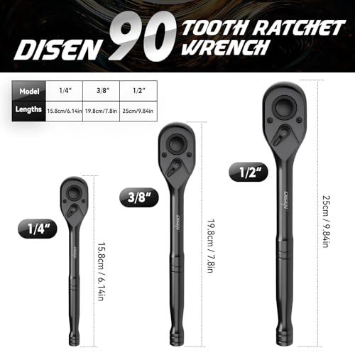 DISEN 3PCS Black Oxide Ratchet Kit
