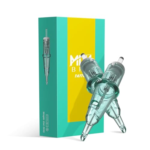 INKin Tattoo Needles #10 Bugpin 0.30mm Round Liner 7RL Cartridges Needles Long Taper 20Pcs Upgraded Design Durable Tattoo Needle Cartridges With Professional Membrane and Stay-Sharp Needles (1007RL)
