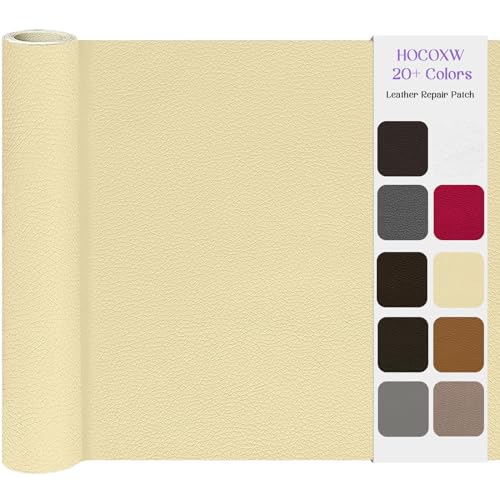 Pelle Adesiva per Riparazioni 60x120cm, Patch di Riparazione in Pelle, Ecopelle Adesiva per Divani, Patch PU Pelle Adesiva per Divano, Sedile Auto, Mobili, Borsa in Pelle, Tappezzeria(Beige)