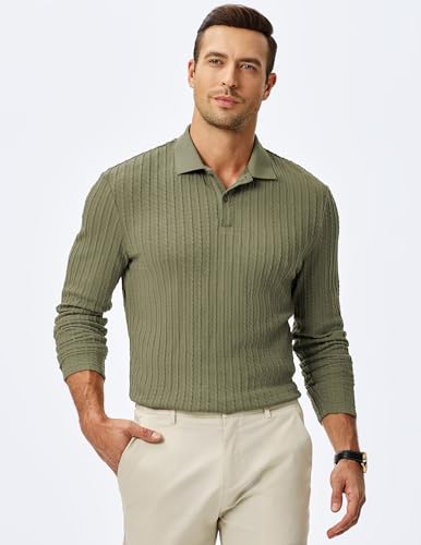 Image of JMIERR Mens Casual Polo Shirt Summer Short Sleeve Vacation Button Beach Knit Stretchy Golf Shirts